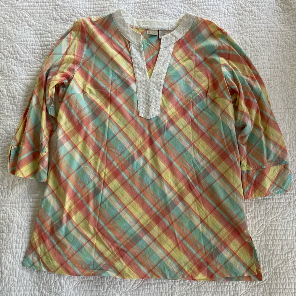 L.L. Bean Multicolor Plaid Tunic